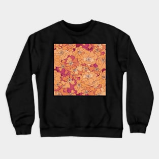 Flower pattern in red and orange colors , seamless Crewneck Sweatshirt